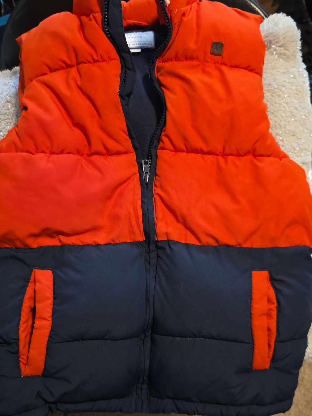 Janie and Jack Red and Navy Colorblock Puffer Vest